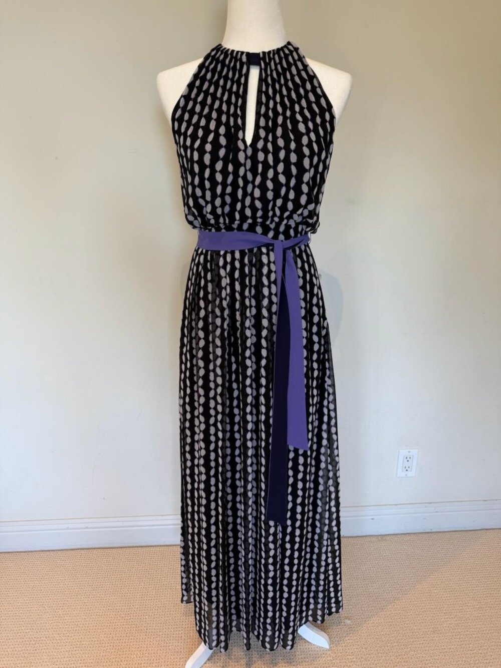 Diane von Furstenberg Miriam Shibori Dot Halter Maxi Dress NWT Size 0